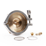 One 3 inch 76.2mm TIG Aesthetics tellurium copper chill block heat sink with clamp diffuser and fittings for automotive v-band flange welding to keep flanges flat reduce warping and back purge assembled kit front view