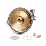 One 4 inch 101.6mm TIG Aesthetics tellurium copper chill block heat sink for automotive v-band flange welding to keep flanges flat reduce warping and back purge assembled kit front