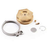 One 4 inch 101.6mm TIG Aesthetics tellurium copper chill block heat sink for automotive v-band flange welding to keep flanges flat reduce warping and back purge unassembled kit bottom