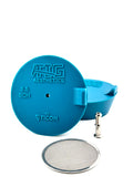 TIG Aesthetics Deep Teal silicone purge plug disassembled, 3.5 inch NPS pipe, diffuser and titanium inlet tube visible designed for industrial pipe welding and gas-purge applications