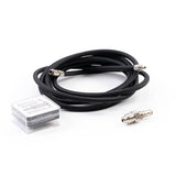 The image shows a Quick Disconnect Hose Complete Kit which includes a black 10' long hose, a female QD socket to Argon Regulator adapter, and a pack of QD Shower Head Diffusers placed inside a box with TIG Aesthetics branding.