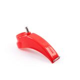 One TIG Aesthetics silicone curved tube trailing shield right angle for TIG welding exotic alloy titanium, inconel stainless steel 304 308 316 321 , in green, with a metal diffuser and a hose retention tab not installed top view
