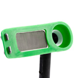 One TIG Aesthetics silicone flat tube trailing shield bottom view for TIG welding exotic alloy titanium, inconel stainless steel 304 308 316 321 , in green, with a metal diffuser and a hose retention tab not installed 