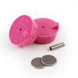 TIG Aesthetics pair of pink silicone purge plugs disassembled, 2 inch tube, titanium inlet tube and two diffusers visible