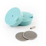 TIG Aesthetics pair of teal silicone purge plugs disassembled, 3.5 inch tube, titanium inlet tube and two diffusers visible