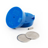 TIG Aesthetics pair of blue silicone purge plugs disassembled, 4 inch tube, titanium inlet tube and two diffusers visible