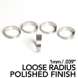 Titanium Pie Cut (POLISHED) - Loose Radius - 1mm/.039" - 5 Pack (45° Total)