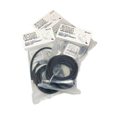 The image shows a Quick Disconnect Hose Complete Kit which includes a black 10' long hose, a female QD socket to Argon Regulator adapter, and a pack of QD Shower Head Diffusers placed inside a box with TIG Aesthetics branding.